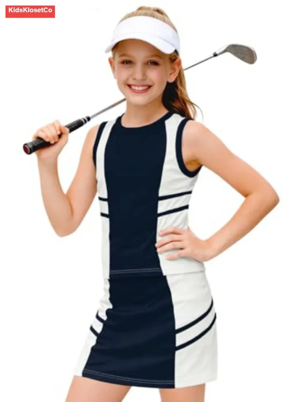 Girls Athletic Tank Top and Skort with Shorts 2-Piece Tennis Golf Set